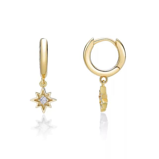 Gemminded 18k Gold Over Silver Lab-Grown Diamond Accent Hoop Drop Star Earrings, Womens, Gold Tone Product Image