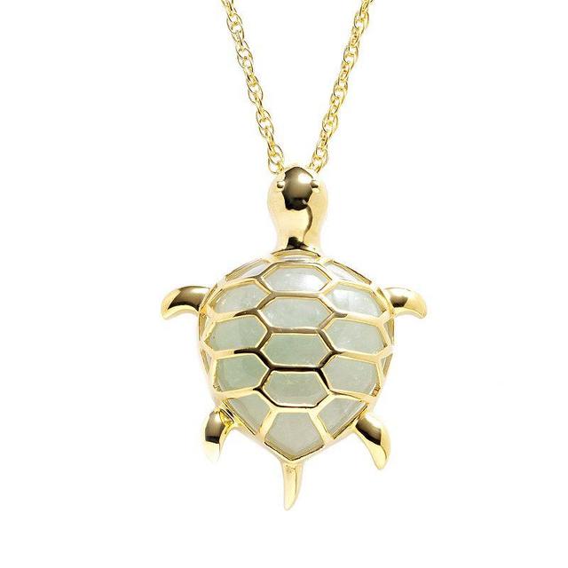 Dynasty Jade 18k Gold Over Silver Jade Turtle Pendant, Womens Green Product Image