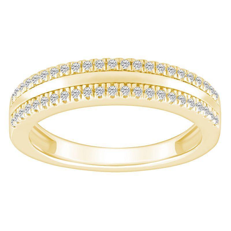 Alyson Layne 14k Gold 1/4 Carat T.W. Diamond Pave & Polished Wedding Band, Womens Product Image