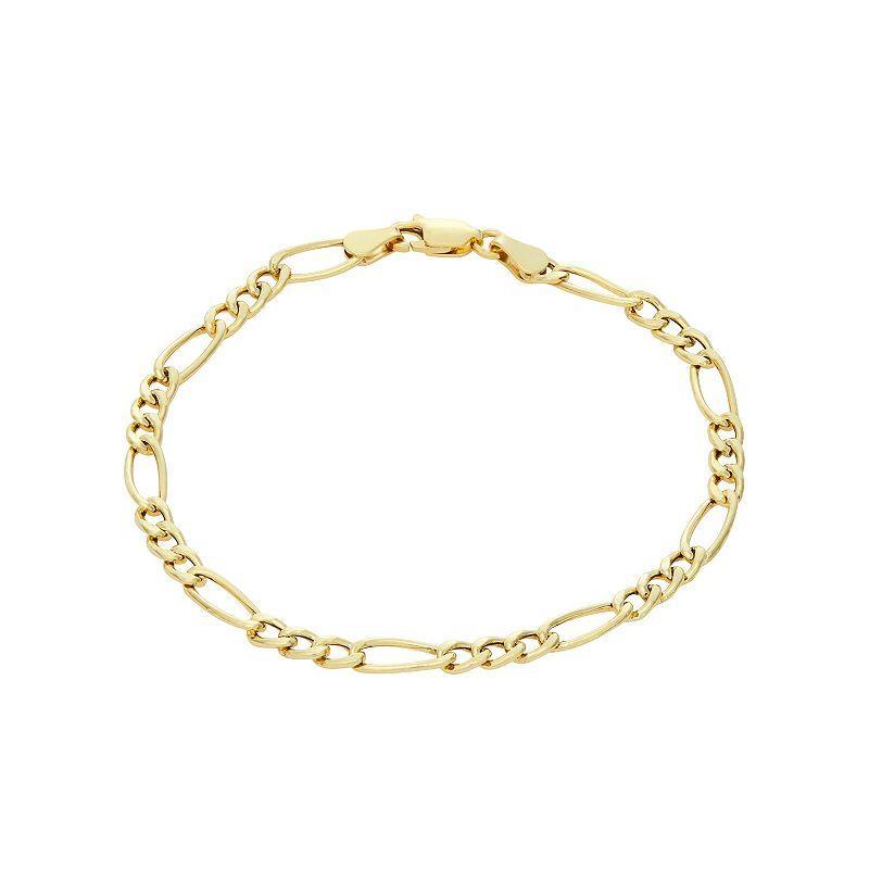 Giorgio di Vicenza Sterling Silver Italian Figaro Chain Bracelet, Womens Yellow Product Image