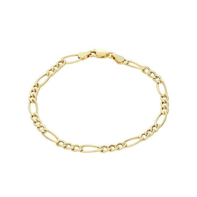 Giorgio di Vicenza Sterling Silver Italian Figaro Chain Bracelet, Womens Yellow Product Image