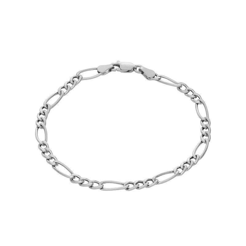 Giorgio di Vicenza Sterling Silver Italian Figaro Chain Bracelet, Womens White Product Image