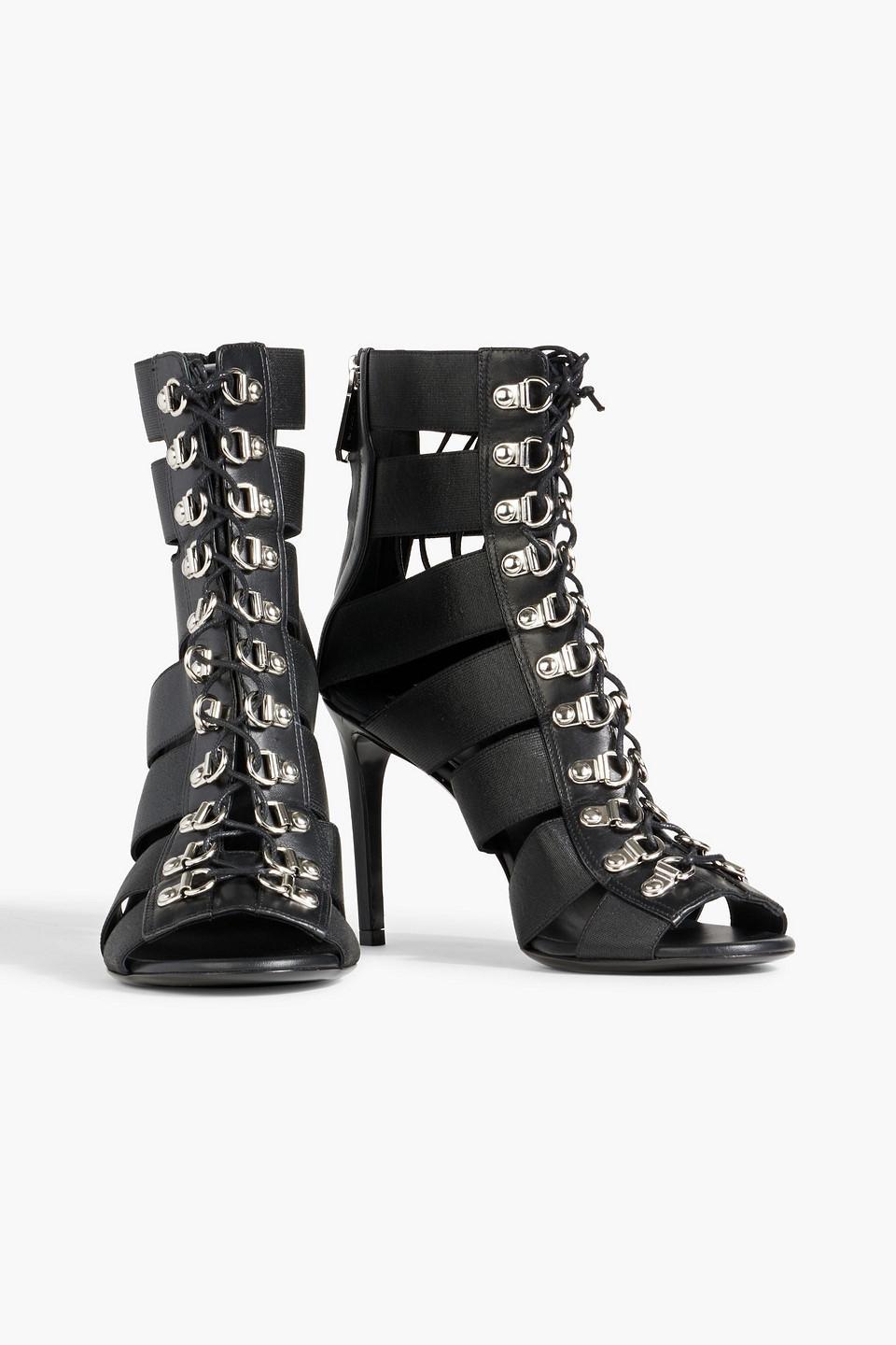 Lindsay Lace-up Leather Sandals In Black Product Image