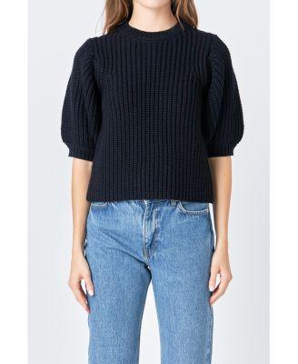 Women's Round-neck Short Sleeve Knit Sweater Product Image