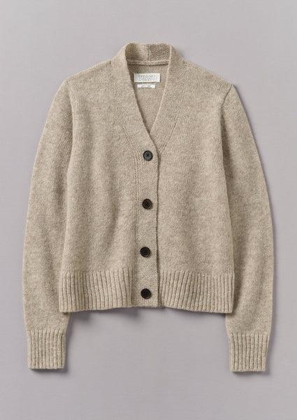 Kaia V-Neck Wool Cardigan | Oatmeal Product Image