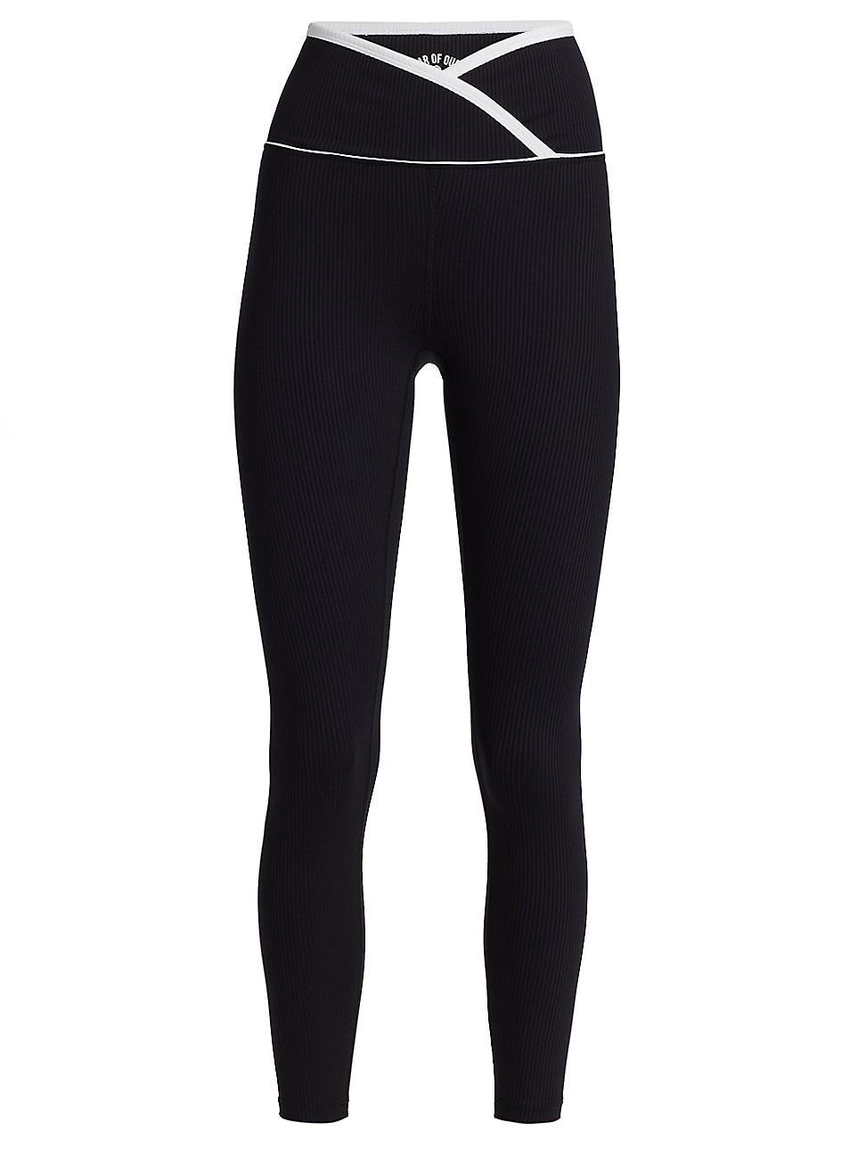 Womens Veronica Ribbed Two-Tone Cross-Over Leggings product image