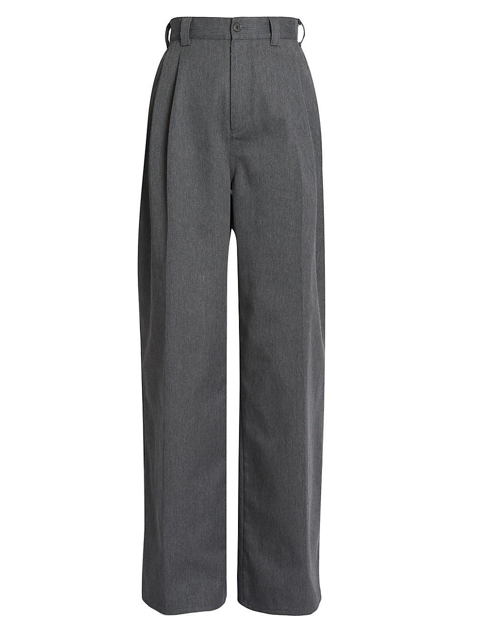 Womens Pleated Wide-Leg Trousers Product Image