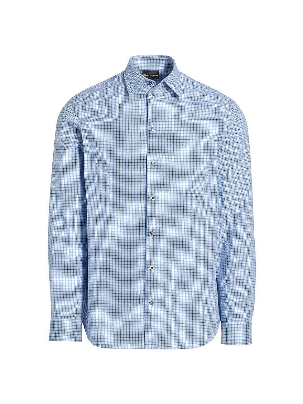 Mens Cotton Grid Check Sport Shirt Product Image