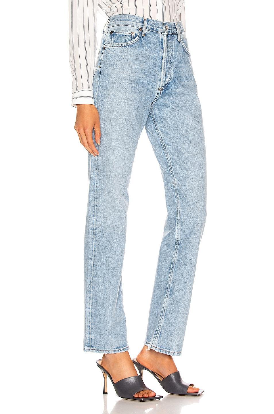 AGOLDE Lana Straight in Denim-Light. - size 24 (also in 23, 25, 26, 27, 28, 29, 30, 31, 32, 33, 34) Product Image