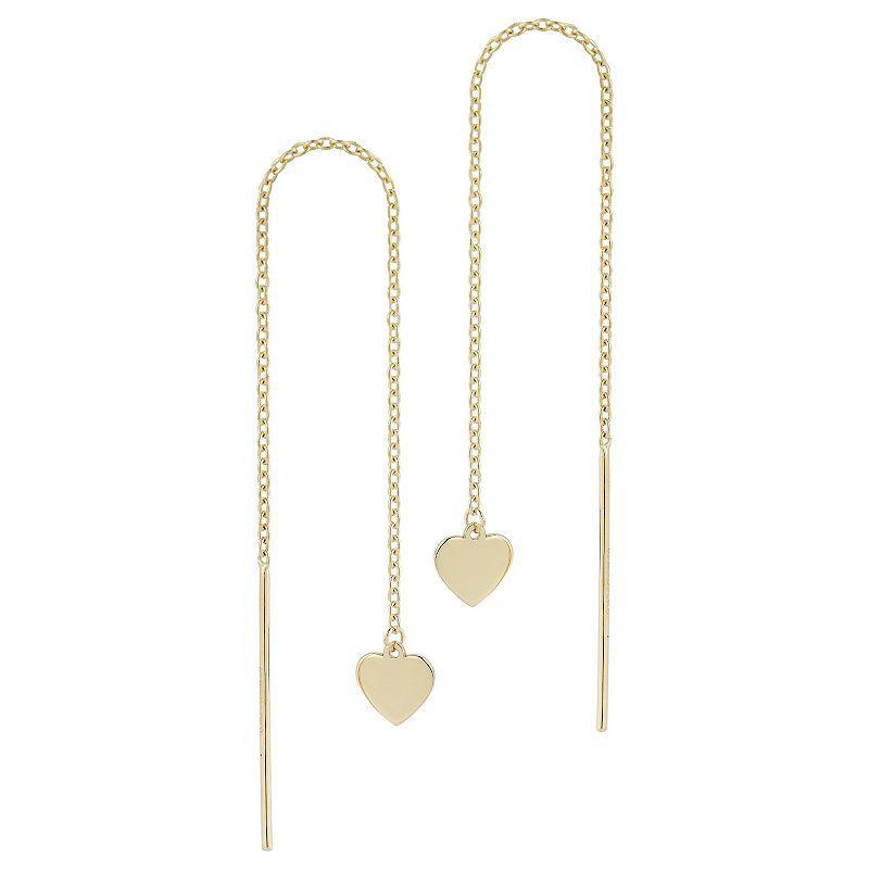 LUMINOR GOLD 14k Gold Heart Threader Earrings, Womens Product Image