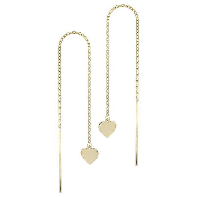 LUMINOR GOLD 14k Gold Heart Threader Earrings, Womens Product Image