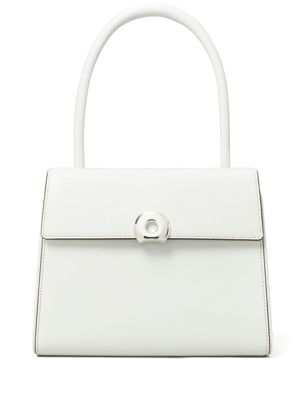 Small Deville Leather Top Handle Bag In White Product Image