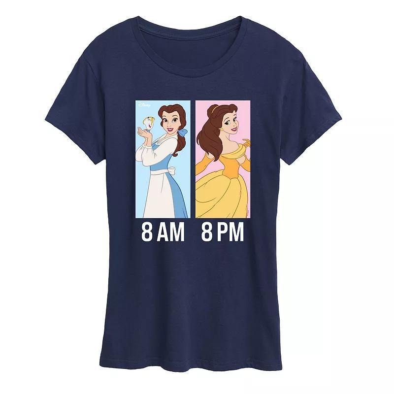 Disney Princess Belle Womens AM to PM Graphic Tee Grey Blue Product Image