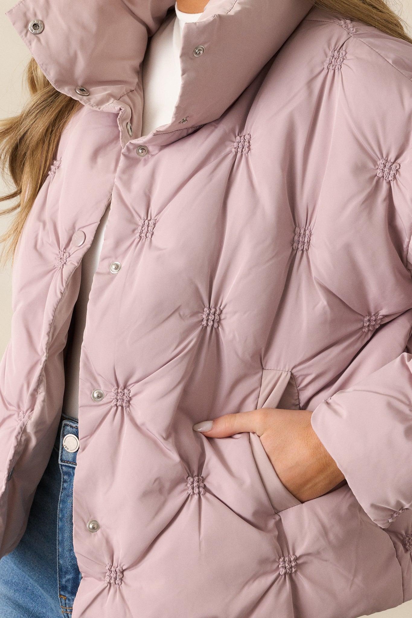 Forever Mine Mauve Mist Tufted Puffer Jacket Product Image