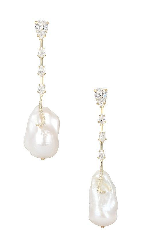 Dangling Cz Baroque Pearl Stud Earrings Product Image