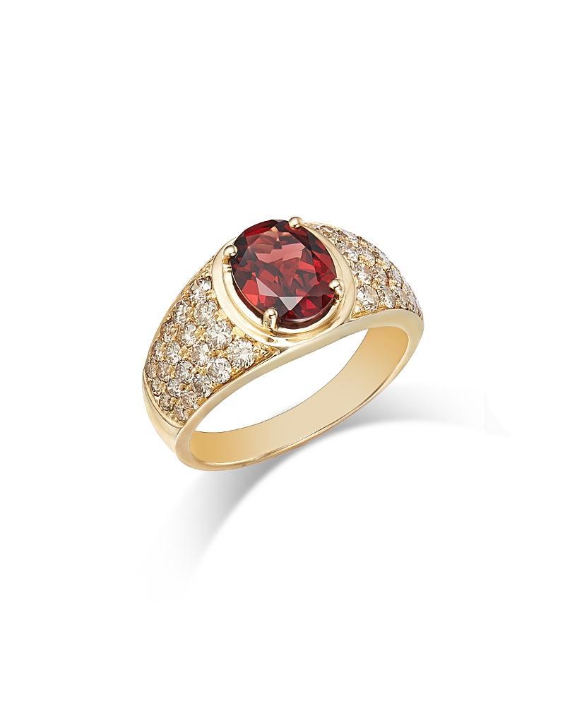 Bloomingdales Fine Collection Garnet & Champagne Diamond Mens Ring in 14K Yellow Gold Product Image