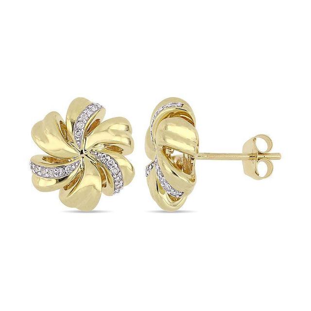 Stella Grace 10k Gold 1/10 Carat T.W. Diamond Flower Stud Earrings, Womens Product Image