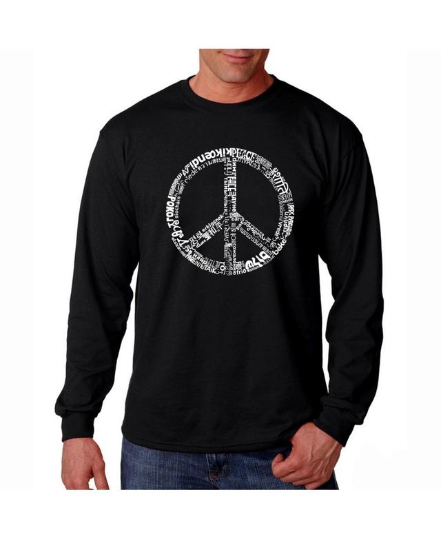 La Pop Art Mens Word Art Long Sleeve T-Shirt- Peace Sign In 77 Languages Product Image