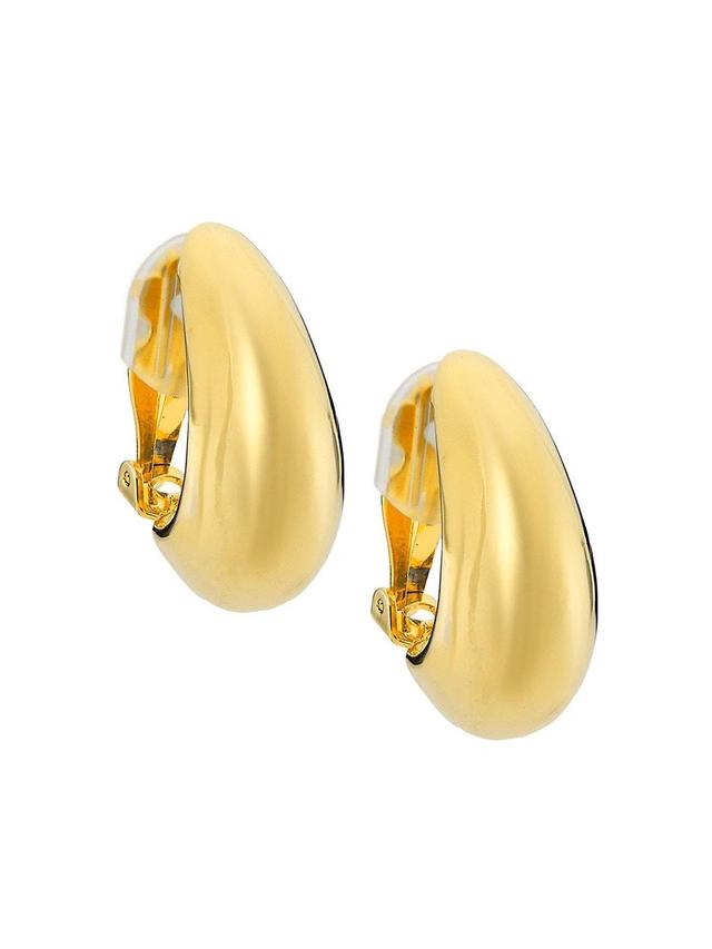 Womens 18K-Gold-Plated Half-Hoop Clip-On Earrings Product Image