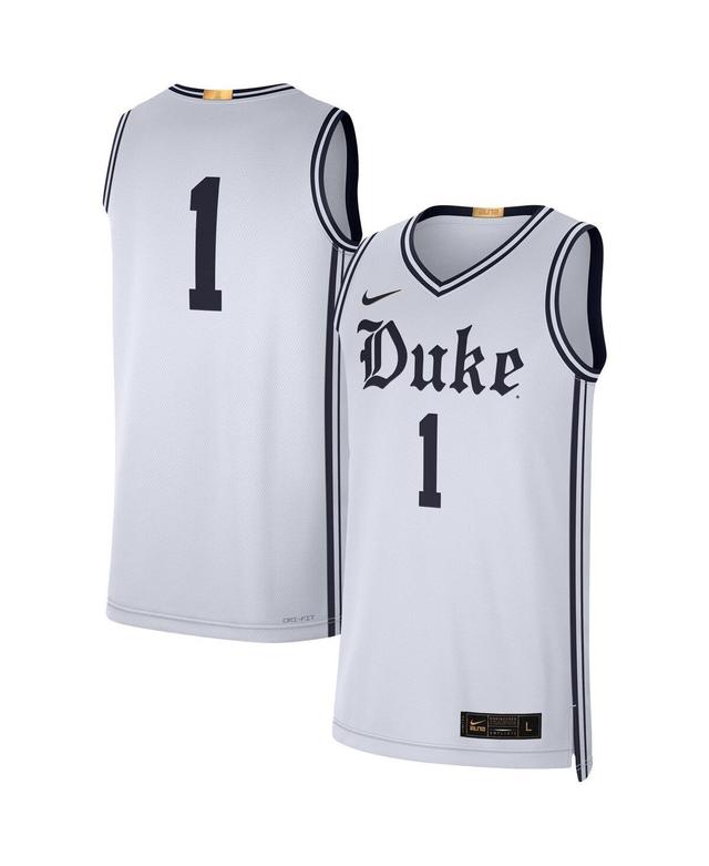 Mens Jordan #1 White Duke Blue Devils Limited Authentic Jersey - White Product Image