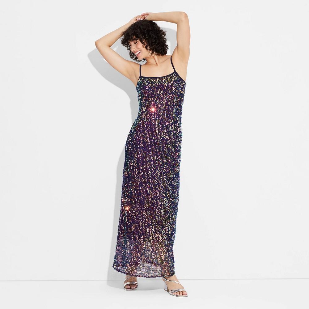 Womens Open Work Sequin Midi Dress - Wild Fable Navy Product Image