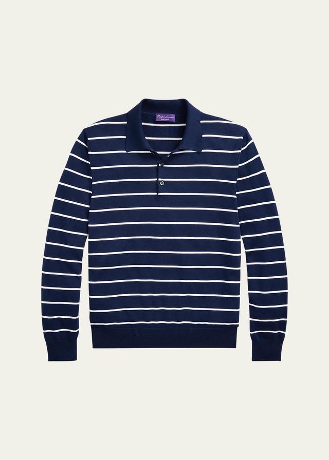 Mens Striped Polo Sweater Product Image