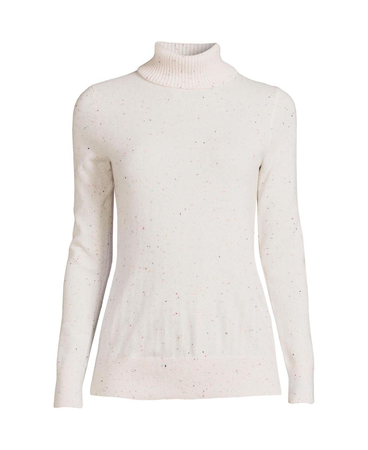 Womens Lands End Turtleneck Cashmere Sweater Pale Blue Ice Product Image