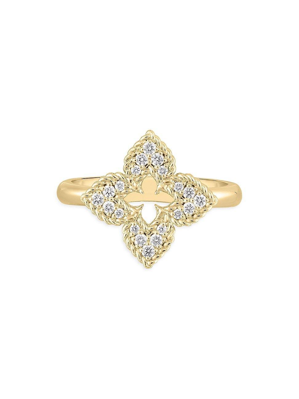 Womens Small 18K Yellow Gold & 0.15 TCW Diamond Venetian Flower Ring Product Image