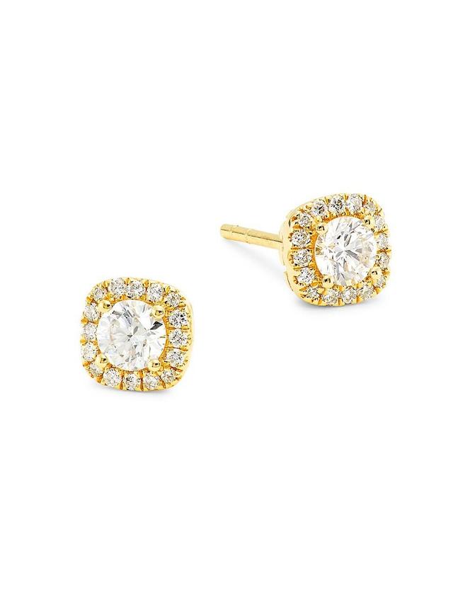 Womens 14K Yellow Gold & 0.61 TCW Diamond Halo Stud Earrings Product Image