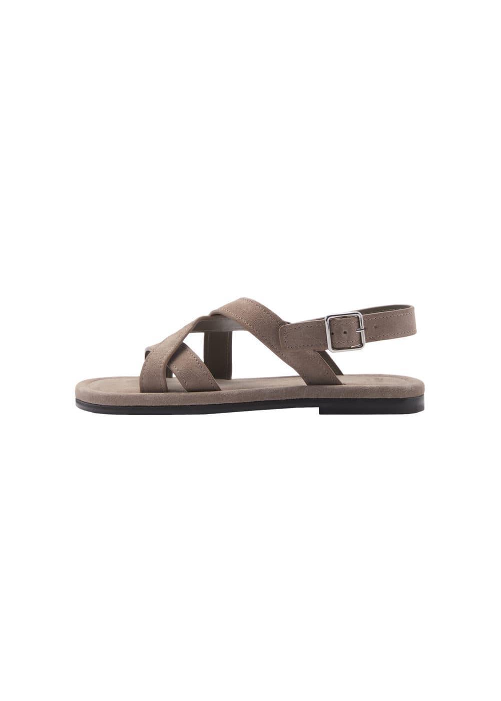 Mango Mens Crossed Straps Suede Leather Sandals Product Image