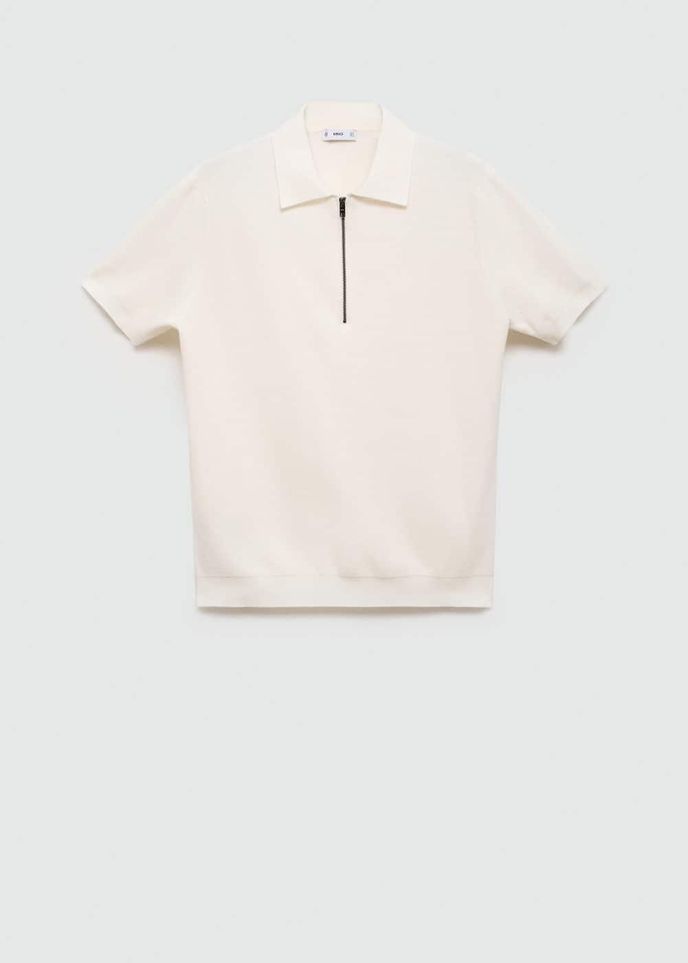 MANGO MAN - Knitted polo shirt with zip off whiteMen Product Image