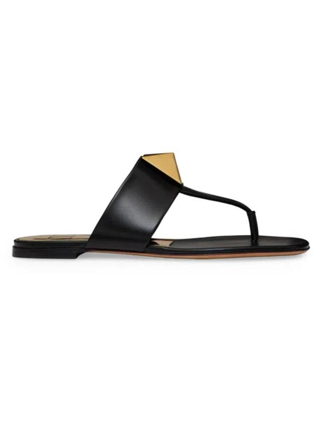 One Stud Leather Sandal In Black Product Image