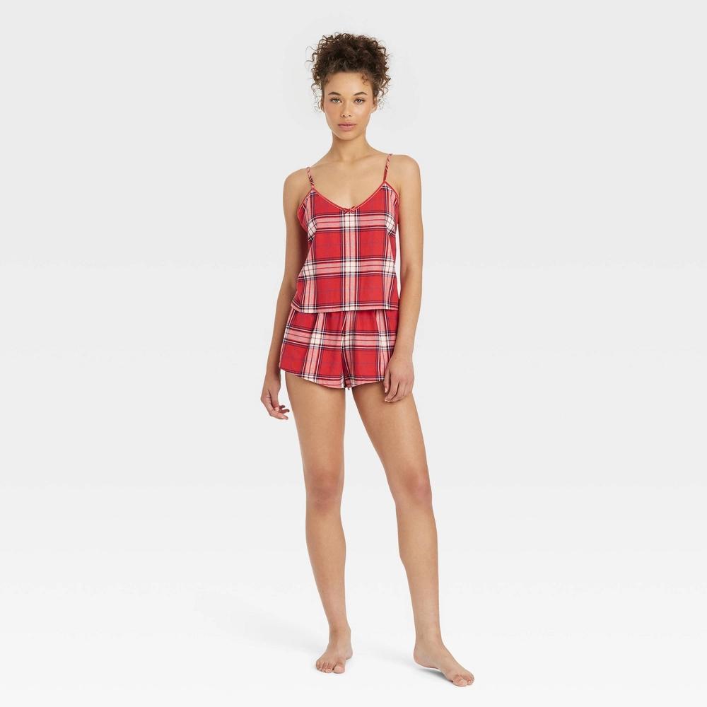 Women's Flannel Tank and Shorts Pajama Set - Colsie™ Red L Product Image