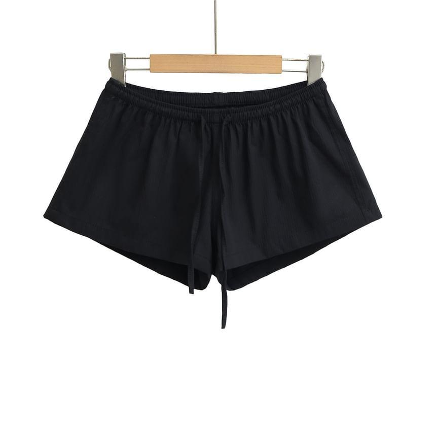 Drawstring Waist Plain Wide Leg Shorts Product Image