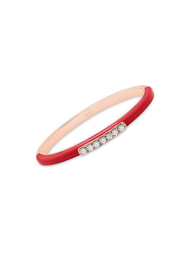 Womens Marbella 14K Rose Gold, Red Enamel, & Diamond Ring Product Image