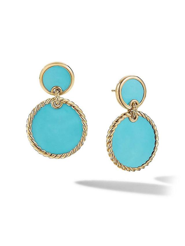 David Yurman 18K Yellow Gold Dy Elements Double Drop Earrings with Turquoise Product Image