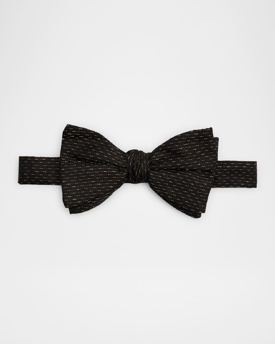 Mens Metallic Stripe Silk Bow Tie Product Image