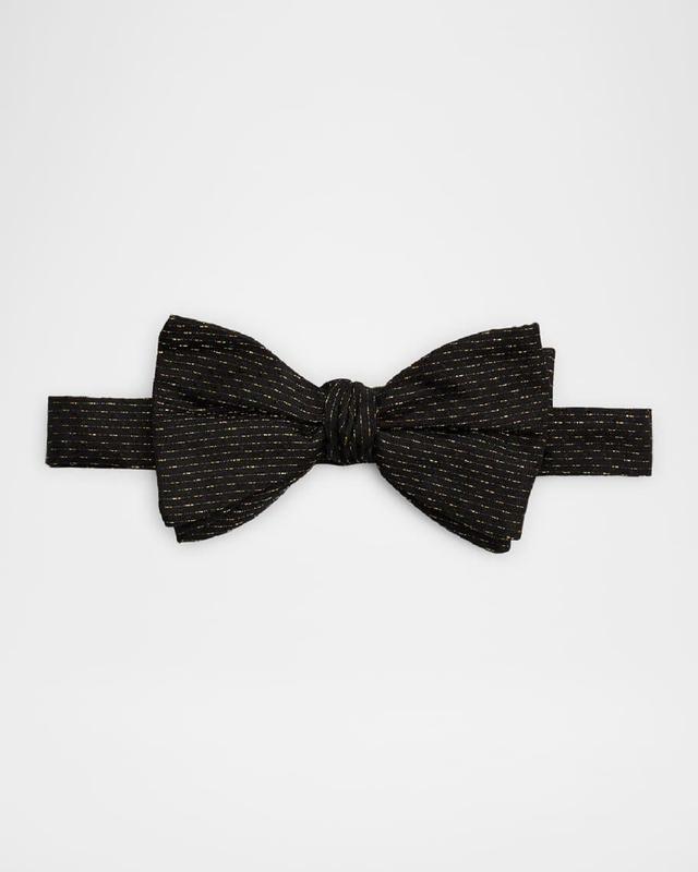 Men's Metallic Stripe Silk Bow Tie Product Image