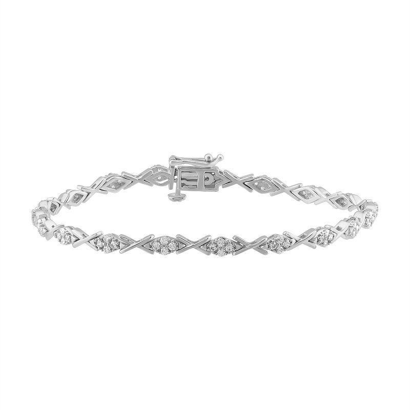 Arctic Clear 14k White Gold 1 Carat T.W. Round Cut Lab-Grown Diamond Fashion Bracelet, Womens Product Image