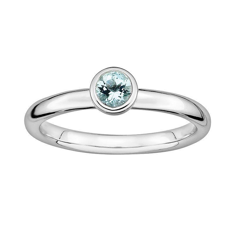 Stacks & Stones Sterling Silver Aquamarine Stack Ring, Womens Blue Product Image