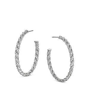 Womens Paveflex 18K White Gold & Pav Diamond Flex Hoop Earrings Product Image