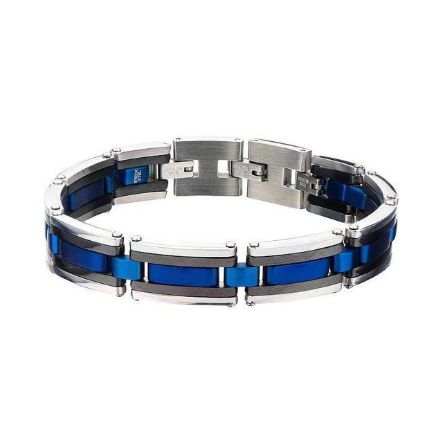 Mens Stainless Steel Tri-Tone Link Bracelet Multicolor Product Image