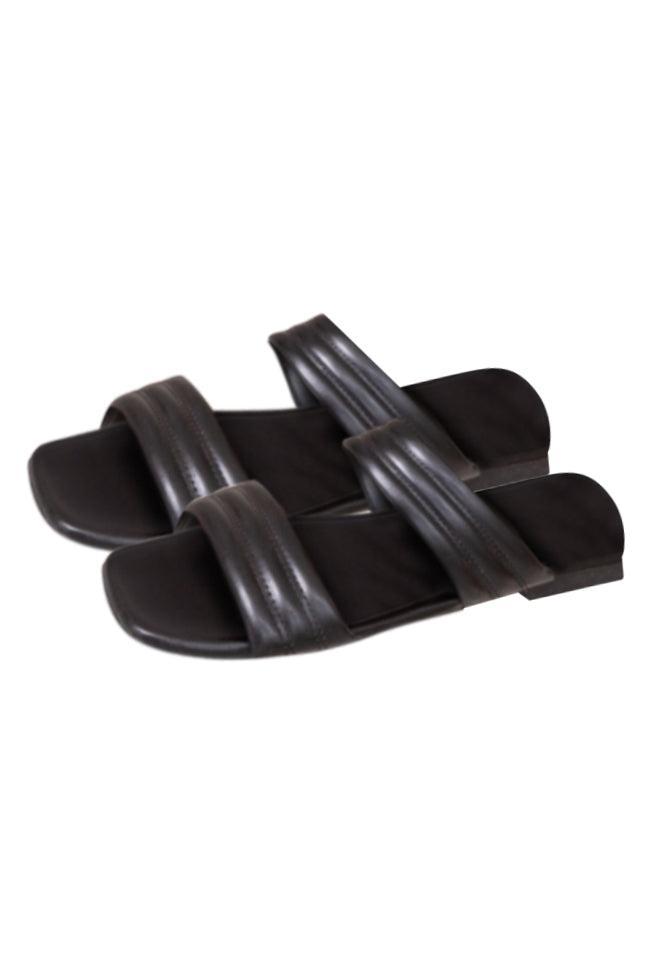 Mae Black Puffy Slip On Sandals FINAL SALE Product Image