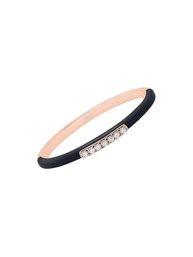 Womens Marbella 14K Rose Gold, Black Enamel, & Diamond Ring Product Image