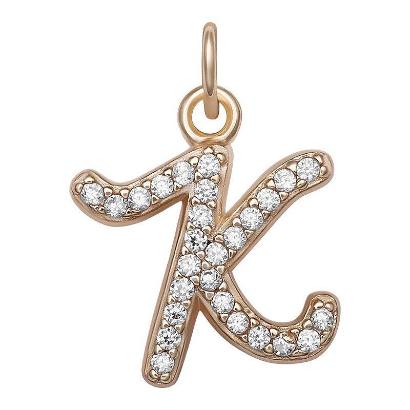 LC Lauren Conrad Sterling Silver Cubic Zirconia Initial Charm, Womens, Grey Product Image