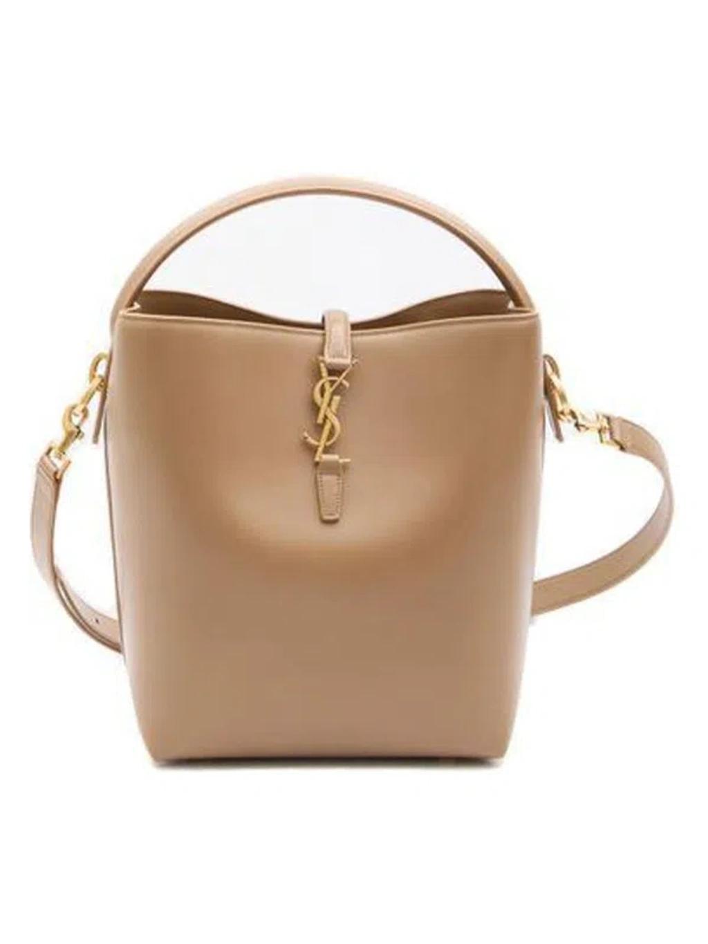 Small Le 37 Leather Bucket Bag In Brown Product Image