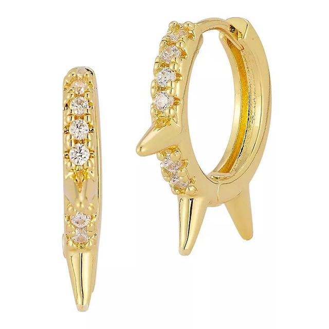 Cubic Zirconia Spiked Huggie Hoop Earrings, Womens, Yellow Product Image