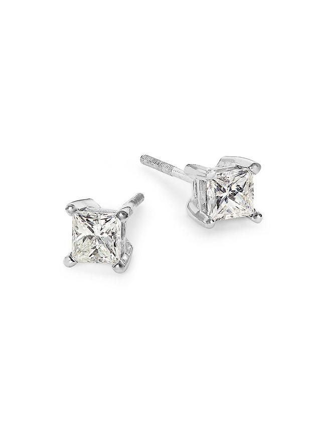 Womens 14K White Gold & 0.6 TCW Princess-Cut Natural Diamond Stud Earrings Product Image