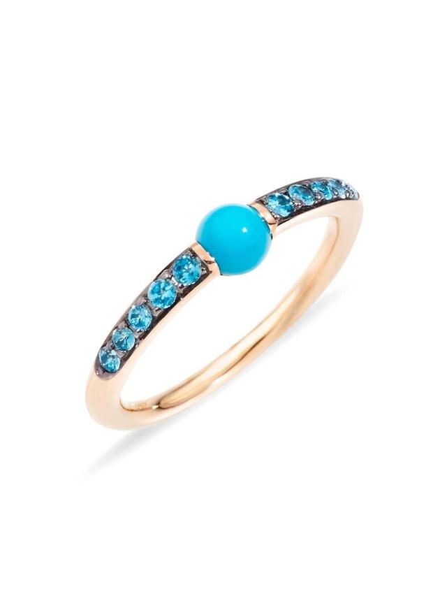 Womens Mama non Mama 18K Rose-Gold Turquoise & Blue Zircon Ring Product Image