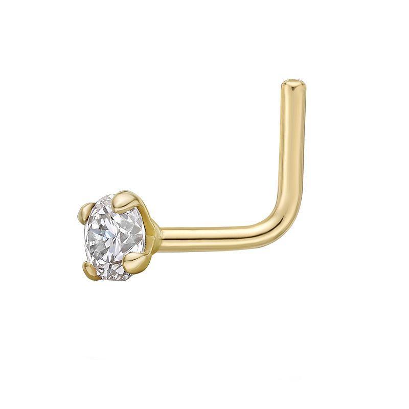 Lila Moon 14k Gold Diamond Accent L-Shape Nose Stud, Womens Product Image